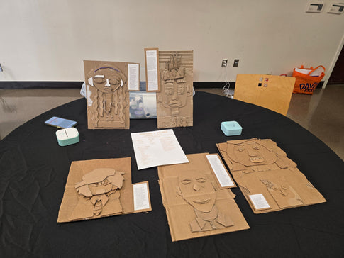 Cardboard relief sculpture created by using Canary box cutters