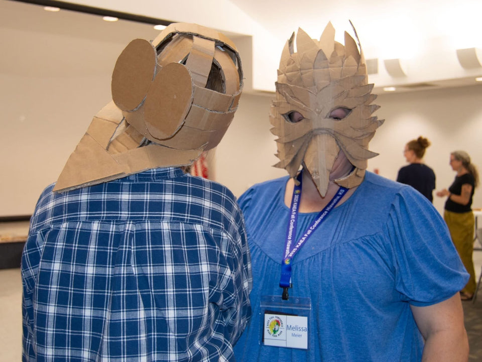 Participants wearing the mask created by using CANARY cardboard cutter